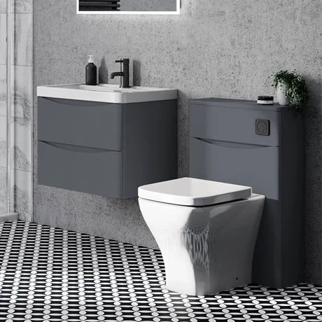 Monza Matt Grey 600mm Wide Wall Mounted Vanity Unit 4 Monza Matt Grey 600mm Wide Wall Mounted Vanity Unit - Image 2