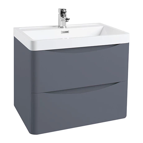 Monza Matt Grey 600mm Wide Wall Mounted Vanity Unit 3 Monza Matt Grey 600mm Wide Wall Mounted Vanity Unit