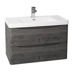 Monza Graphite Oak 750mm Wide Wall Mounted Vanity Unit