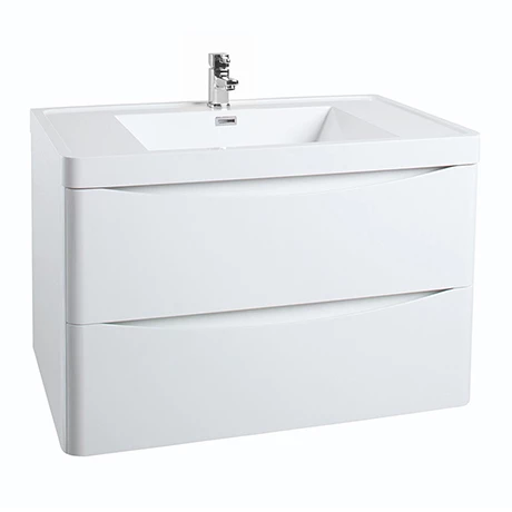 Monza Gloss White 750mm Wide Wall Mounted Vanity Unit 3 Monza Gloss White 750mm Wide Wall Mounted Vanity Unit