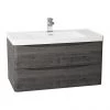 Monza Graphite Oak 900mm Wide Wall Mounted Vanity Unit -Wall Hung Vanity Units Shop MZ9GOWH1 P