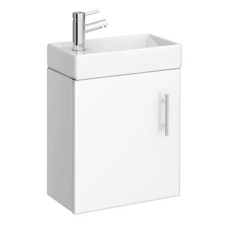 Milan Modern Wall Hung Basin Vanity Unit - Gloss White (W400 x D222mm) 3 Milan Modern Wall Hung Basin Vanity Unit - Gloss White (W400 x D222mm)