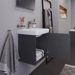 Duravit No.1 450mm Graphite Matt Wall Mounted Vanity Unit with Basin -Wall Hung Vanity Units Shop N550GRA Door1 460