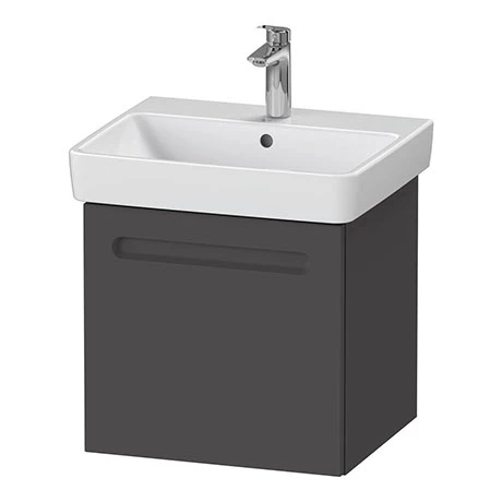 Duravit No.1 550mm Graphite Matt 1-Drawer Wall Mounted Vanity Unit with Basin 3 Duravit No.1 550mm Graphite Matt 1-Drawer Wall Mounted Vanity Unit with Basin