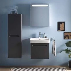 Duravit No.1 600mm Graphite Matt 1-Drawer Wall Mounted Vanity Unit with Basin 9 Duravit No.1 600mm Graphite Matt 1-Drawer Wall Mounted Vanity Unit with Basin -Wall Hung Vanity Units Shop N600GRA D1 460