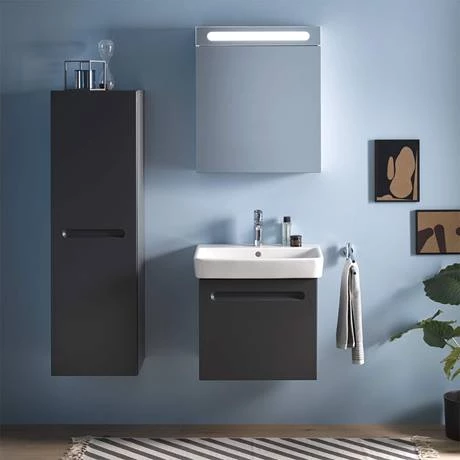 Duravit No.1 600mm Graphite Matt 1-Drawer Wall Mounted Vanity Unit with Basin 4 Duravit No.1 600mm Graphite Matt 1-Drawer Wall Mounted Vanity Unit with Basin - Image 2