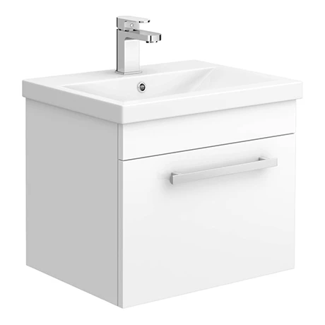 Nova 500mm Mid-Edge Basin Wall Hung High Gloss White Vanity Unit 3 Nova 500mm Mid-Edge Basin Wall Hung High Gloss White Vanity Unit
