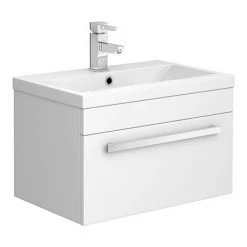 Nova 600mm Mid-Edge Basin Wall Hung High Gloss White Vanity Unit