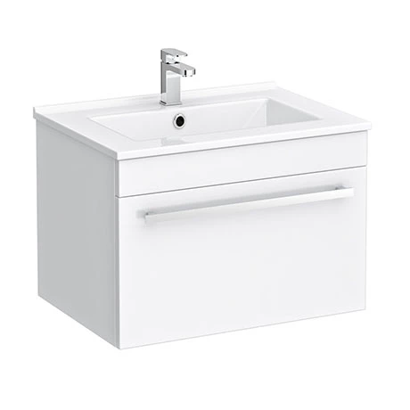 Nova 500mm Wall Hung Vanity Sink With Cabinet - Modern High Gloss White 3 Nova 500mm Wall Hung Vanity Sink With Cabinet - Modern High Gloss White