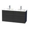 Miller - New York 120 Wall Hung Four Drawer Vanity Unit with Double Ceramic Basin - Black -Wall Hung Vanity Units Shop NY120BLKDR P