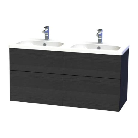 Miller - New York 120 Wall Hung Four Drawer Vanity Unit with Double Ceramic Basin - Black 3 Miller - New York 120 Wall Hung Four Drawer Vanity Unit with Double Ceramic Basin - Black