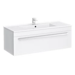 Nova 1000mm Wall Hung Vanity Sink With Cabinet - Modern High Gloss White
