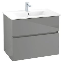 Villeroy and Boch V-Line Glossy Grey 800mm Wall Hung 2-Drawer Vanity Unit