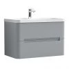 Nuie Elbe Satin Grey 800mm Wall Hung 2-Drawer Vanity Unit - PAR204A -Wall Hung Vanity Units Shop PAR204A P