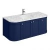 Period Bathroom Co. 1220mm Curved Wall Hung Vanity with White Marble Basin Top - Cobalt Blue 2 Period Bathroom Co. 1220mm Curved Wall Hung Vanity with White Marble Basin Top - Cobalt Blue -Wall Hung Vanity Units Shop PBC12BCRVWH prod
