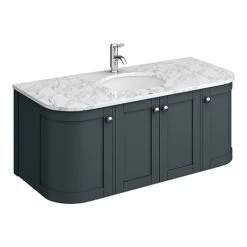 Period Bathroom Co. 1220mm Curved Wall Hung Vanity with White Marble Basin Top - Dark Grey