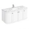 Period Bathroom Co. 1220mm Curved Wall Hung Vanity with White Marble Basin Top - White -Wall Hung Vanity Units Shop PBC12WCRVWH p
