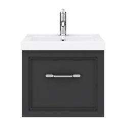 Period Bathroom Co. Wall Hung Vanity - Matt Black - 500mm 1 Drawer with Chrome Handle 9 Period Bathroom Co. Wall Hung Vanity - Matt Black - 500mm 1 Drawer with Chrome Handle -Wall Hung Vanity Units Shop PBC5WHBLK1D d3 460