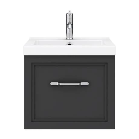 Period Bathroom Co. Wall Hung Vanity - Matt Black - 500mm 1 Drawer with Chrome Handle 6 Period Bathroom Co. Wall Hung Vanity - Matt Black - 500mm 1 Drawer with Chrome Handle - Image 4