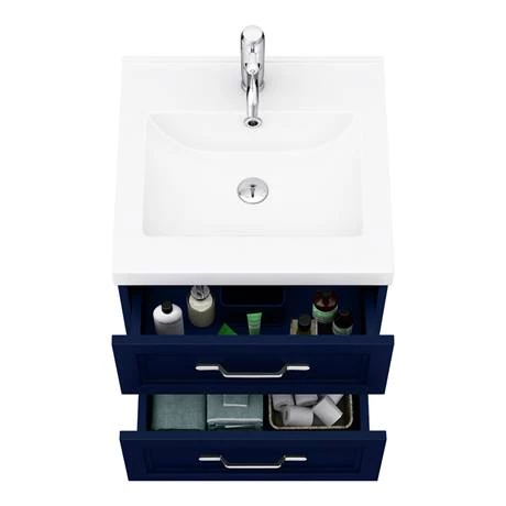 Period Bathroom Co. Wall Hung Vanity - Matt Blue - 500mm 2 Drawer with Chrome Handles 4 Period Bathroom Co. Wall Hung Vanity - Matt Blue - 500mm 2 Drawer with Chrome Handles - Image 2