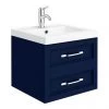 Period Bathroom Co. Wall Hung Vanity - Matt Blue - 500mm 2 Drawer with Chrome Handles 1 Period Bathroom Co. Wall Hung Vanity - Matt Blue - 500mm 2 Drawer with Chrome Handles -Wall Hung Vanity Units Shop PBC5WHBLU2D p