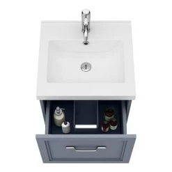 Period Bathroom Co. Wall Hung Vanity - Matt Grey - 500mm 1 Drawer with Chrome Handle -Wall Hung Vanity Units Shop PBC5WHGRY1D d1 460