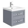 Period Bathroom Co. Wall Hung Vanity - Matt Grey - 500mm 2 Drawer with Chrome Handles -Wall Hung Vanity Units Shop PBC5WHGRY2D p