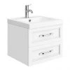 Period Bathroom Co. Wall Hung Vanity - Matt White - 500mm 2 Drawer with Chrome Handles -Wall Hung Vanity Units Shop PBC5WHWHT2D p