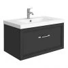 Period Bathroom Co. Wall Hung Vanity - Matt Black - 800mm 1 Drawer with Chrome Handle 1 Period Bathroom Co. Wall Hung Vanity - Matt Black - 800mm 1 Drawer with Chrome Handle -Wall Hung Vanity Units Shop PBC8WHBLK1D p