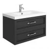 Period Bathroom Co. Wall Hung Vanity - Matt Black - 800mm 2 Drawer with Chrome Handles 2 Period Bathroom Co. Wall Hung Vanity - Matt Black - 800mm 2 Drawer with Chrome Handles -Wall Hung Vanity Units Shop PBC8WHBLK2D p
