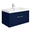 Period Bathroom Co. Wall Hung Vanity - Matt Blue - 800mm 1 Drawer with Chrome Handle 1 Period Bathroom Co. Wall Hung Vanity - Matt Blue - 800mm 1 Drawer with Chrome Handle -Wall Hung Vanity Units Shop PBC8WHBLU1D p