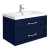 Period Bathroom Co. Wall Hung Vanity - Matt Blue - 800mm 2 Drawer with Chrome Handles -Wall Hung Vanity Units Shop PBC8WHBLU2D p