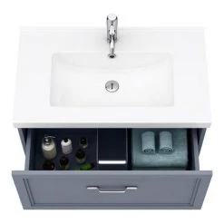 Period Bathroom Co. Wall Hung Vanity - Matt Grey - 800mm 1 Drawer with Chrome Handle 6 Period Bathroom Co. Wall Hung Vanity - Matt Grey - 800mm 1 Drawer with Chrome Handle -Wall Hung Vanity Units Shop PBC8WHGRY1D d1 460