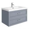 Period Bathroom Co. Wall Hung Vanity - Matt Grey - 800mm 2 Drawer with Chrome Handles 1 Period Bathroom Co. Wall Hung Vanity - Matt Grey - 800mm 2 Drawer with Chrome Handles -Wall Hung Vanity Units Shop PBC8WHGRY2D p