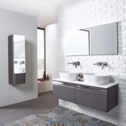 Roper Rhodes Pursuit Wall Hung Countertop Vanity Unit - Alpine Elm - 1200mm Solid Worktop -Wall Hung Vanity Units Shop PURS 1200 GW D2 460 1