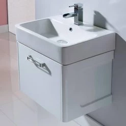 Tavistock Q60 575mm Wall Mounted Unit & Basin - Gloss White 6 Tavistock Q60 575mm Wall Mounted Unit & Basin - Gloss White -Wall Hung Vanity Units Shop Q60 WM GW D1 460