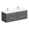 Hudson Reed 1440mm Gloss Grey Quartet Double Basin Vanity Unit 2 Hudson Reed 1440mm Gloss Grey Quartet Double Basin Vanity Unit -Wall Hung Vanity Units Shop QUA002 np