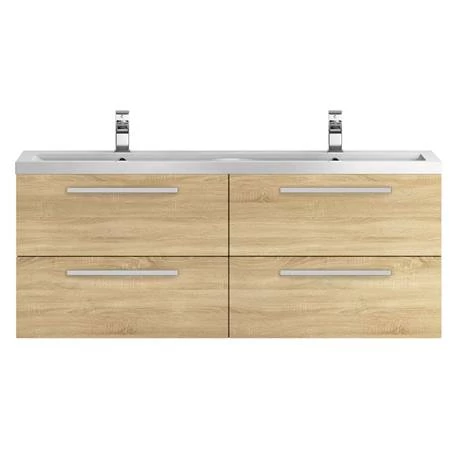 Hudson Reed 1440mm Natural Oak Quartet Double Basin Vanity Unit 3 Hudson Reed 1440mm Natural Oak Quartet Double Basin Vanity Unit - Image 2