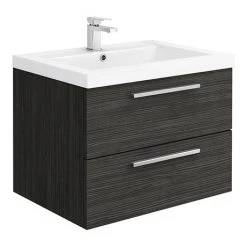 Hudson Reed 720mm Black Woodgrain Modular Basin Vanity Unit