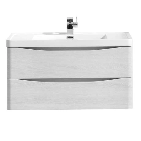 Monza White Ash 900mm Wide Wall Mounted Vanity Unit 8 Monza White Ash 900mm Wide Wall Mounted Vanity Unit - Image 6