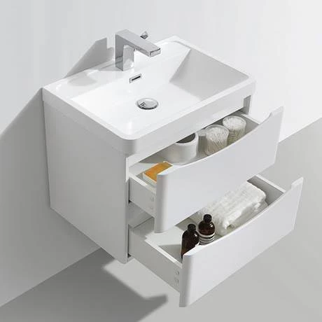 Monza White Ash 600mm Wide Wall Mounted Vanity Unit 4 Monza White Ash 600mm Wide Wall Mounted Vanity Unit - Image 2