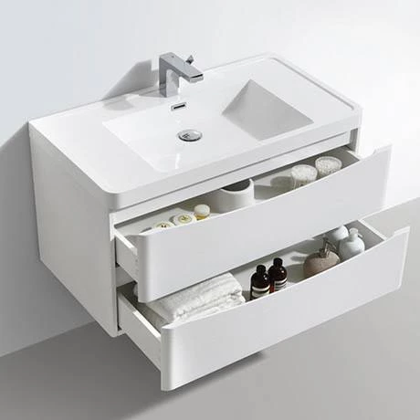 Monza White Ash 900mm Wide Wall Mounted Vanity Unit 4 Monza White Ash 900mm Wide Wall Mounted Vanity Unit - Image 2