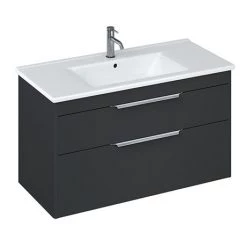 Britton Shoreditch 1000mm Wall-Hung Double Drawer Vanity Unit - Matt Grey