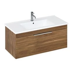 Britton Shoreditch 1000mm Wall-Hung Single Drawer Vanity Unit - Caramel