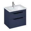 Britton Shoreditch 650mm Wall-Hung Double Drawer Vanity Unit with Black Handles - Matt Blue -Wall Hung Vanity Units Shop S65DDBSQBL np