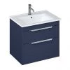 Britton Shoreditch 650mm Wall-Hung Double Drawer Vanity Unit with Chrome Handles - Matt Blue -Wall Hung Vanity Units Shop S65DDBSQ P