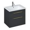 Britton Shoreditch 650mm Wall-Hung Double Drawer Vanity Unit with Brass Handles - Matt Grey 1 Britton Shoreditch 650mm Wall-Hung Double Drawer Vanity Unit with Brass Handles - Matt Grey -Wall Hung Vanity Units Shop S65DDGSQBR P