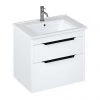 Britton Shoreditch 650mm Wall-Hung Double Drawer Vanity Unit with Black Handles - Matt White -Wall Hung Vanity Units Shop S65DDWSQBL np