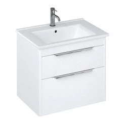 Britton Shoreditch 650mm Wall-Hung Double Drawer Vanity Unit with Chrome Handles - Matt White