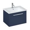 Britton Shoreditch 650mm Wall-Hung Single Drawer Vanity Unit with Chrome Handle - Matt Blue -Wall Hung Vanity Units Shop S65SDBSQ P